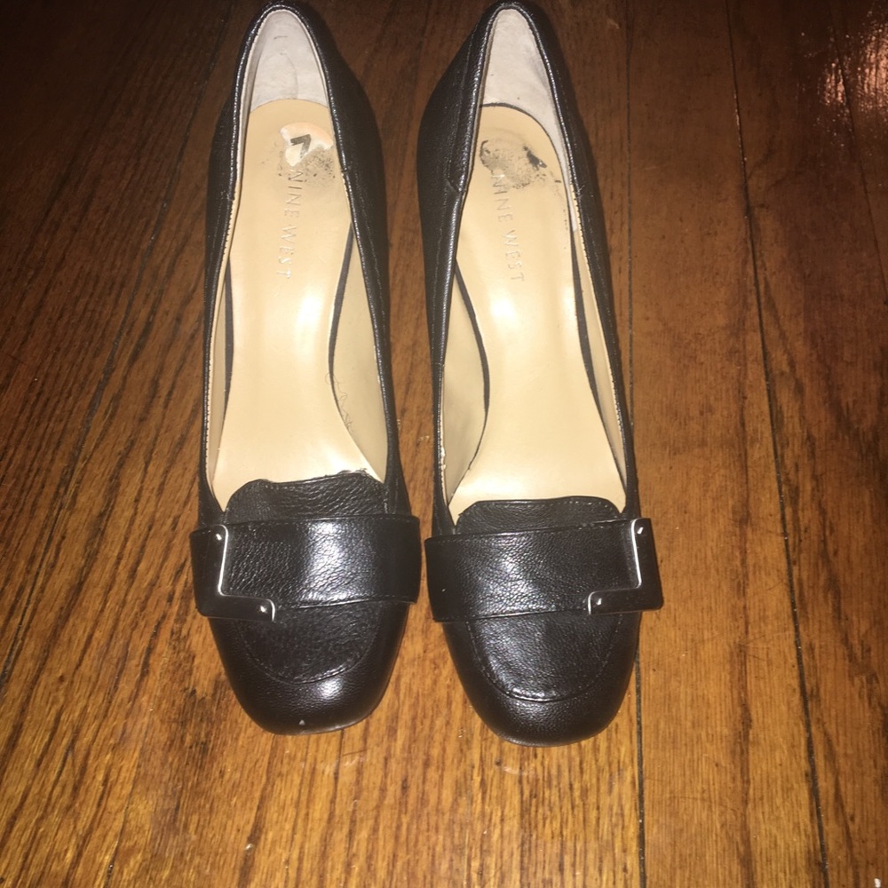 NINE WEST Women's Jobst Black Leather Pump Sz 7